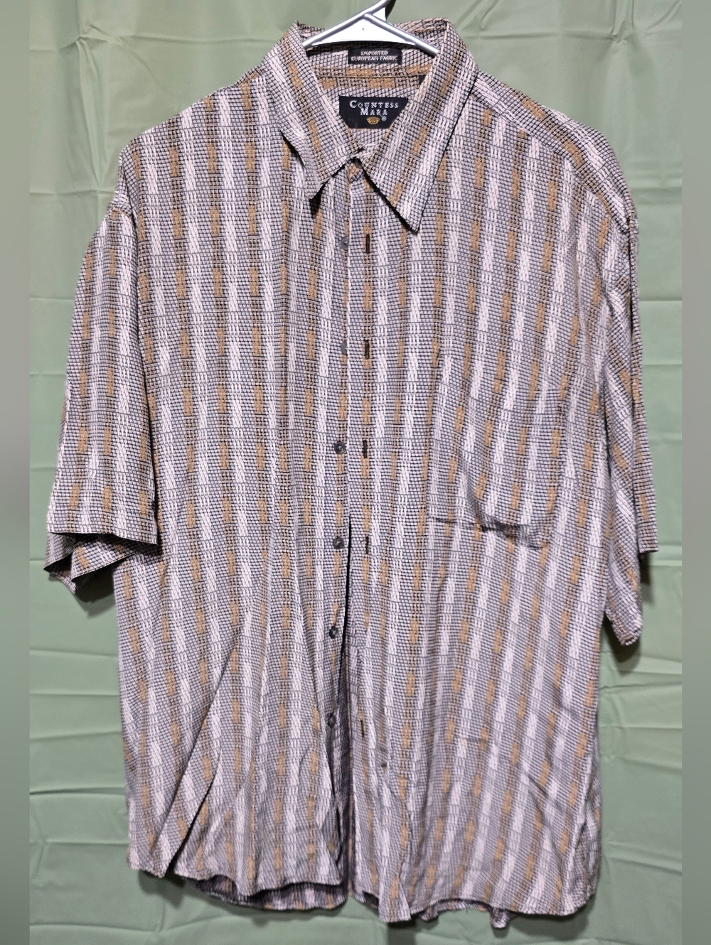 Men's Brown & Gray  Short-Sleeve Button-Down Shirt